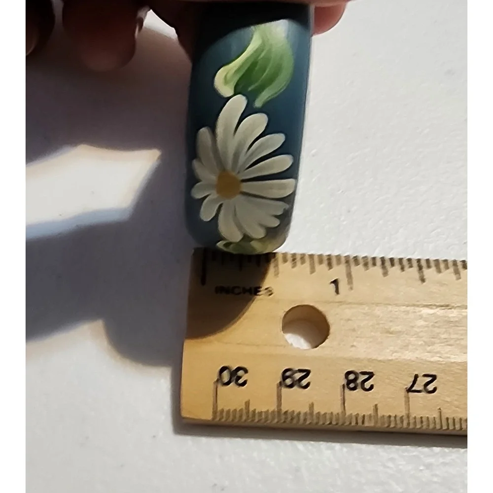 Daisy Wood Napkin Rings Set 6 Hand Painted Floral Cottagecore‎ Table Spring